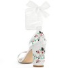 BLISSFUL STEP Women's Satin Chunky Heel Floral Print Heeled Sandals - 4 of 4