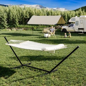 2-Person Hammock Suite with Collapsible Steel Frame – Backyard Oasis & Camping Essential (450lb Support, UV-Resistant + Storage Bag) - 1 of 4