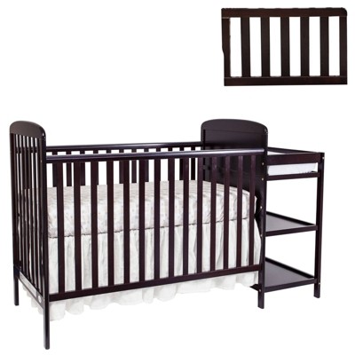Suite Bebe Ramsey Crib and Changer Combo with Guard Rail/Stabilizer Bar - Espresso