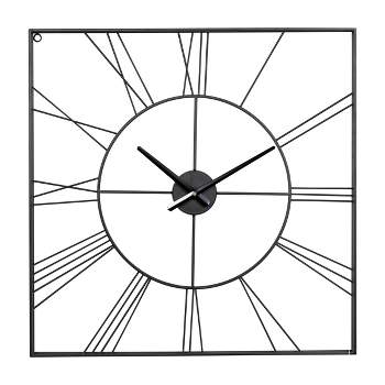 24"x24" Metal Open Frame Square Wall Clock - CosmoLiving by Cosmopolitan