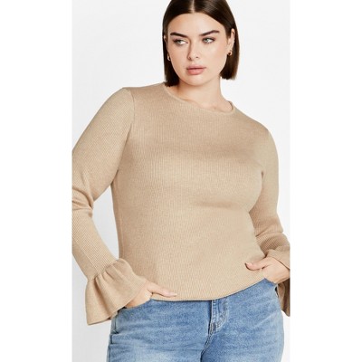 Women's Plus Size Selena Sweater - caramel | CITY CHIC