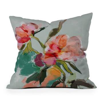 Lunetricotee Peonies Abstract Floral Square Throw Pillow - Deny Designs