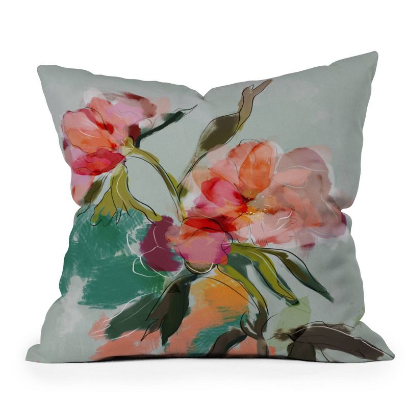 Lunetricotee Peonies Abstract Floral Square Throw Pillow - Deny Designs, 1 of 6