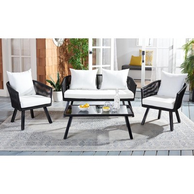 Belmi 4-Piece Black and Beige Rope Patio Set