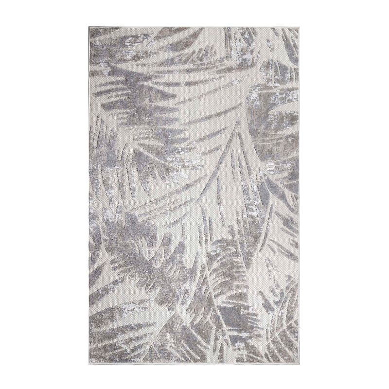Tropical Leaves Coastal Indoor Outdoor Runner or Area Rug by Blue Nile Mills, 1 of 10