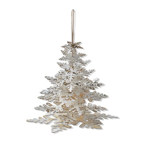 Tagltd Whimsical White Paper Snowflake Shaped Christmas Winter Tree With  Metallic Gold Accents Hanging Wall Decorations Small, 5.0 X 6.37 X 6.37 In.  : Target
