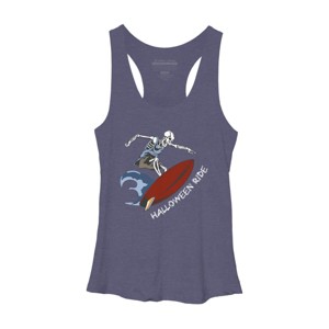 Women's Design By Humans Halloween Surfing Zombie Skeleton Funny Costume t shirt By graceandfinn Racerback Tank Top - 1 of 3