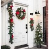 Barton 24" Christmas Wreath Red & Gold w/Ornaments Pre-Lit White LED Door - 2 of 4
