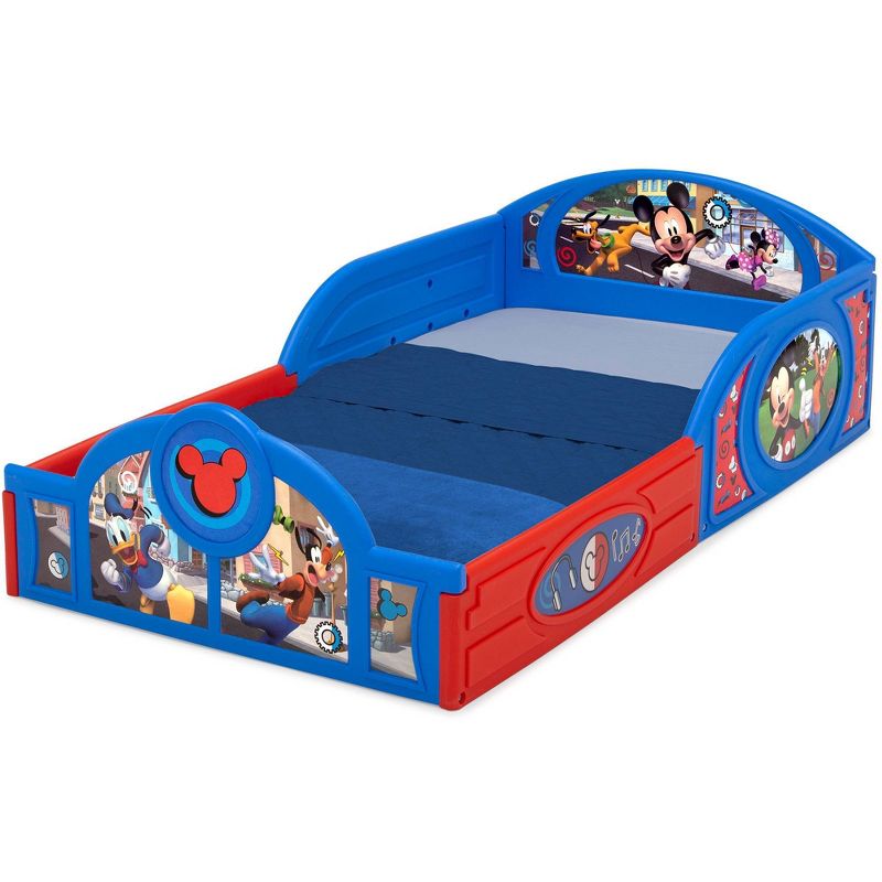 Disney Mickey Mouse Plastic Sleep and Play Toddler Kids&#39; Bed with Attached Guardrails - Delta Children, 4 of 11