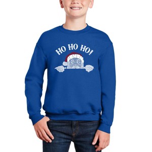 LA Pop Art Peeking Santa - Boy's Word Art Crewneck Sweatshirt - 1 of 4