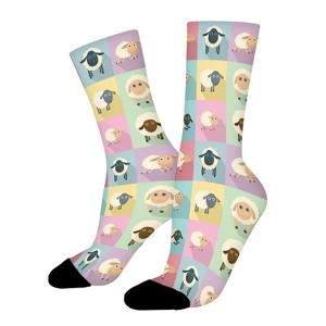 Sheep Cute Women Printed Crew Socks Funny Funky Socks Soft Polyester Novelty Gifts for Artists Men - 1 of 1
