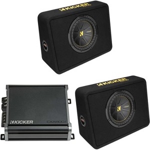 Kicker (2) 10 Inch Comp Truck Bass Package 50TCWC104 with 46CXA8001 Bundle - 1 of 4