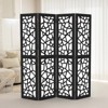 VINGLI 4 Panel Room Divider, Non-Woven Fabric Privacy Screen, Indoor Partition Wall Dividers, Freestanding Space Separator with Unique Pattern (Black) - 2 of 4