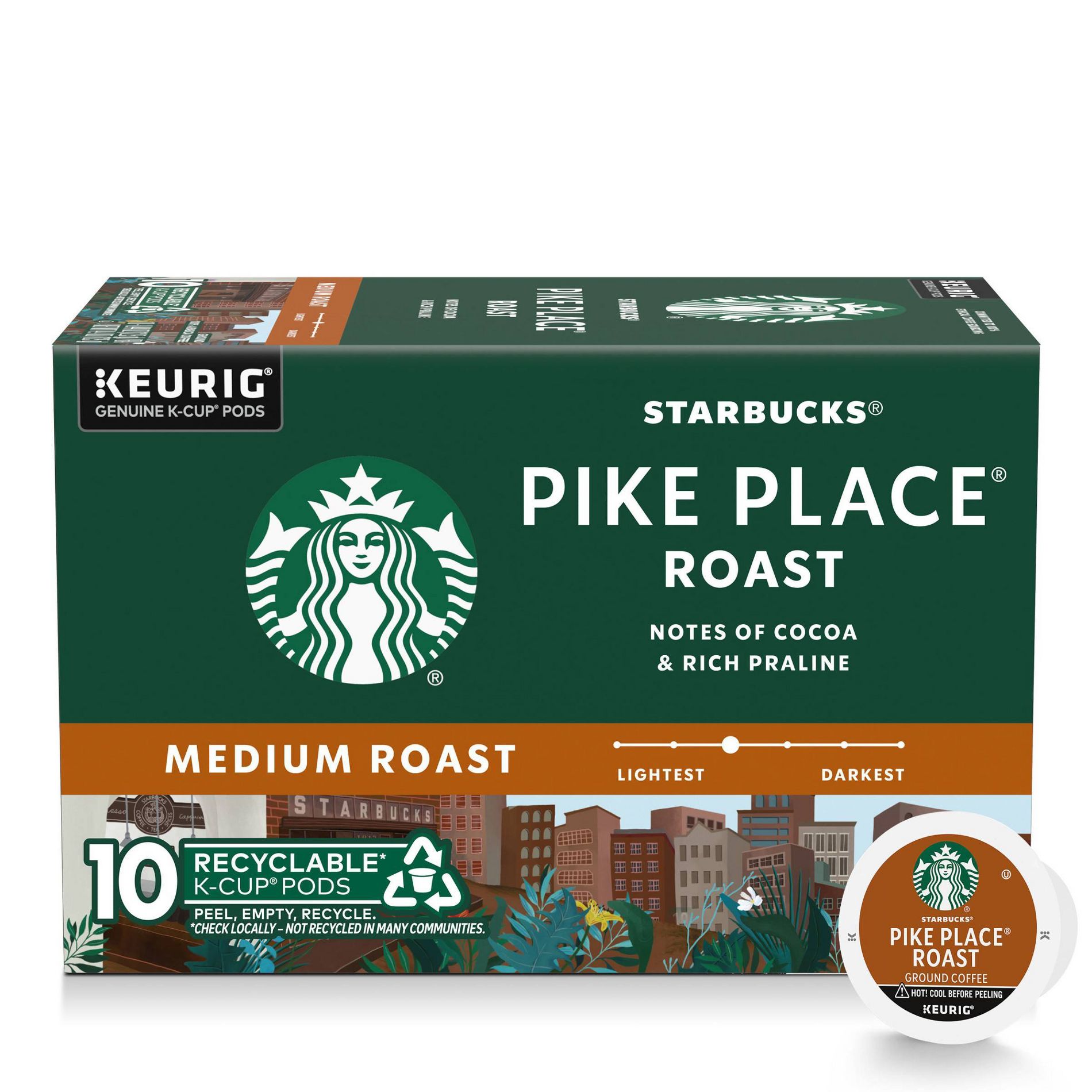 Starbucks Pikes Place Medium Roast Keurig K-Cup Coffee Pods - 10ct