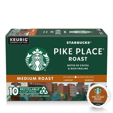 Starbucks Pikes Place Medium Roast Keurig K-Cup Coffee Pods - 10ct