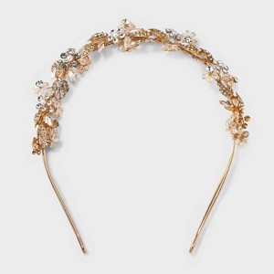 Rhinestone and Pearl Flower Cluster Hair Headband - A New Day™ Ivory - 1 of 3