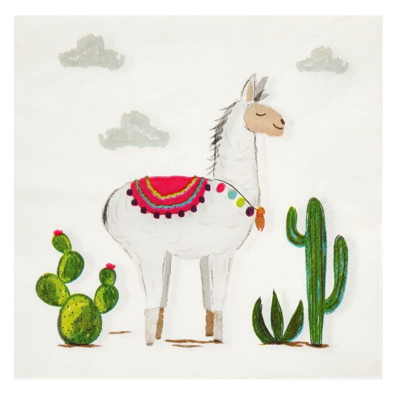 Blue Panda 144 Pieces Llama Birthday Party Supplies with Paper Plates, Napkins, Cups, and Cutlery, Cactus Baby Shower Decorations for Girl, Serves 24, 4 of 8