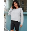 ATHLECHIC Women's Crewneck Fleece Oversized Fashion Fall Outfits Pullover Hoodless Tops Cropped Sweatshirt - 3 of 4