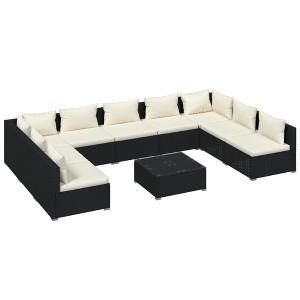 vidaXL Garden Lounge Set Black PE rattan Large Modular - 1 of 4