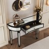 KIGFTSOD Half-Moon Mirrored Console Table with Fluted Glass & Crystal Knob Drawer - Silver Entryway Vanity Desk for Bedroom/Dressing Room, Black - 4 of 4