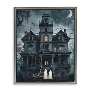 Stupell Industries Ghost Pair & Haunted Mansion Floating Frame Canvas Art - 1 of 4
