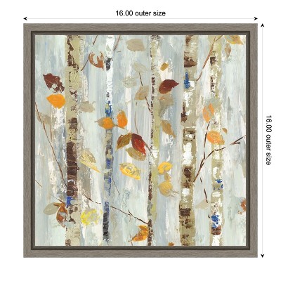 Autumn Petals Abstract Canvas Wall Art in Gray Frame