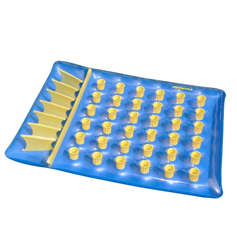 Swim Central 78" Inflatable Blue and Yellow Water Sports 36 Pocket Double Pool Mattress, 2 of 4