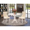 3-Piece Linen white Solid Wood Top-Round Dining Room Set -Seats 4 - 2 of 4