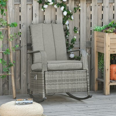 Maggift Patio Accent Chairs, Rocking Chair with Fixed Armrests, Ergonomic Design, Suitable for Lawn, Garden and Porch, Gray, 47.74"*24.75"*31.5"