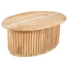 Royal Hampton Oval Top Handcrafted Mango Wood Reeded Base with Hidden Storage Coffee Table 36 Inch Brown - 4 of 4