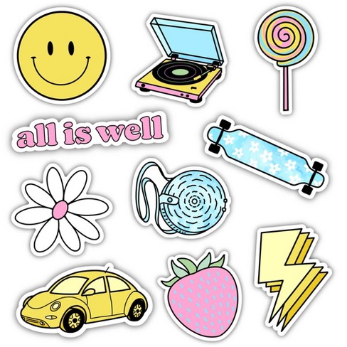 Big Moods All Is Well Aesthetic Sticker Pack 10pc : Target