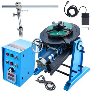VEVOR Rotary Welding Positioner 50KG, 0-90° Welding Positioning Turntable Table 0.5-6RPM 120W, with 12.4 Inch 3-Jaw Lathe Chuck, Blue - 1 of 4