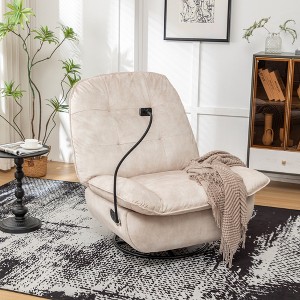 Velvet Swivel Glider Recliner Chair with Mobile Phone Holder, Gold-Stamped Design and Oversized Seat - 1 of 4