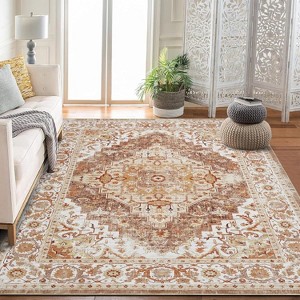 Coucheta Area Rugs Machine Washable Stain Resistant Non-Slip Vintage Low Pile Carpet for Living Room Bedroom Nursery,  Multi-Color & Size - 1 of 4