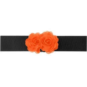 INSPIRE CHIC Women's Elastic Wide Double-Flower Stretch Corset Waist Belt 1 Pc - 1 of 4