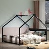 House Bed with Roof and Colorful Lights, Metal Bed Frame with Slats and Legs - 4 of 4