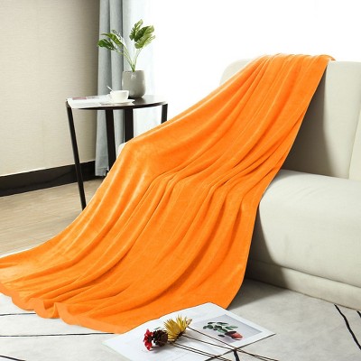 1 Pc Full Microfiber Long Shaggy Bed Blankets Orange - PiccoCasa