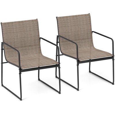 Tangkula Patio Chairs Set of 2 Outdoor Furniture Chairs w/ Ergonomic Backrest