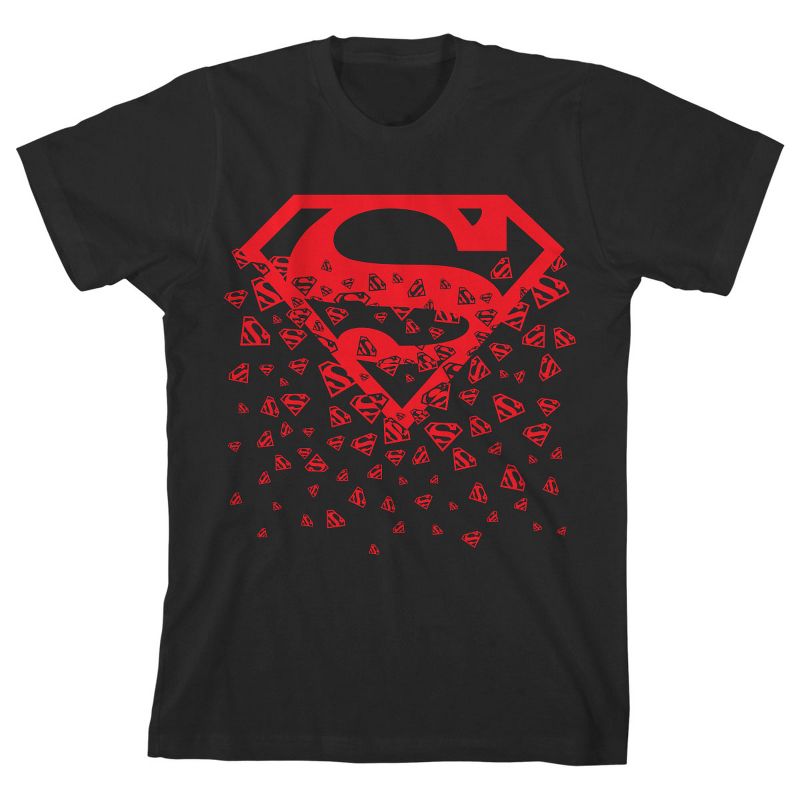 Superman Falling Logo Black T-shirt Toddler Boy to Youth Boy, 1 of 4