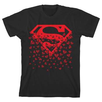 Superman Falling Logo Black T-shirt Toddler Boy to Youth Boy