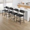 Counter-Height Bar Stool Set with Armrest, Footrest, Soft Back, and Cushioned Seat – Metal Barstools Set for Kitchen Islands and Counters - 2 of 4