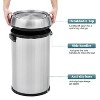 17 Gallon Trash Can, Round Waste Container with Handle, Commercial Grade Stainless Steel Recycling Bin for Kitchen, Office, Outdoor - 3 of 4