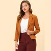 INSPIRE CHIC Women's Open Front Office Long Sleeve Lightweight Printed Floral Crop Suit Blazer - 2 of 4