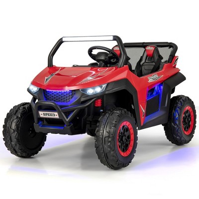 Costway 12v 2-seater Kids Ride On Utv Rc Electric Vehicle Suspension W/  Lights & Music Red : Target