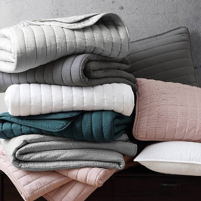 Light Gray Microfiber Queen Reversible Coverlet Set