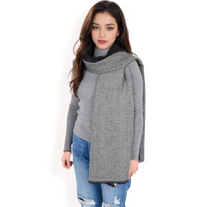 Anna-Kaci Women's Color Block Knitted Scarf with Gradient Design and Soft Warm Fabric - 1 of 4