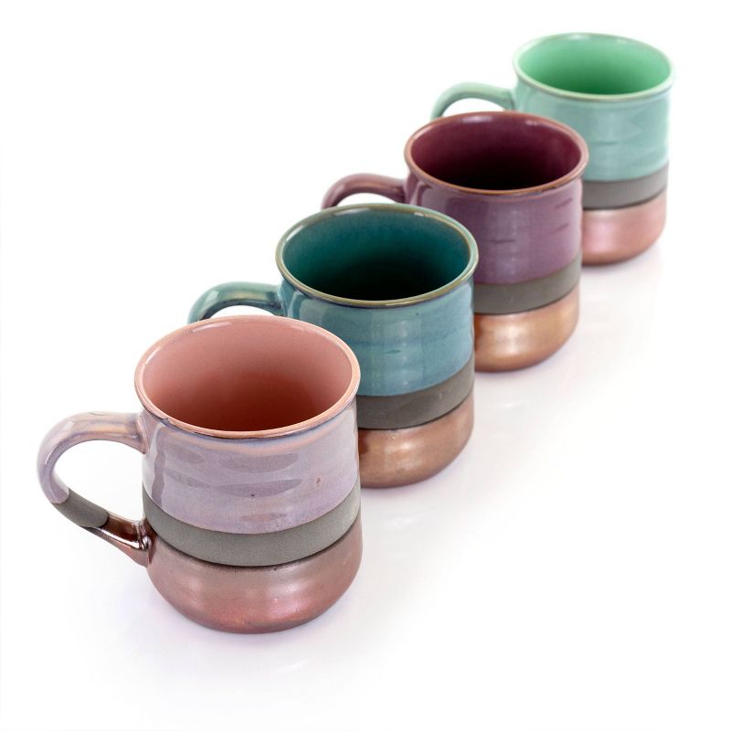 Gibson Home 18oz 4pk Stoneware Copper Tonal Assorted Mug Set, 2 of 6