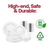 Smarty Had A Party White w/ Silver Blossom Rim Plastic Tableware Set - 60 Sets - 3 of 4