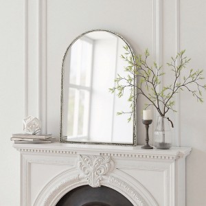 Iron Art Retro Oval/Arched Mirror, Antique Effect Mirror, Wall Hanging Mirror for Bathroom/Bedroom/Living Room Decor, Silver/Gold - ModernLuxe - 1 of 4