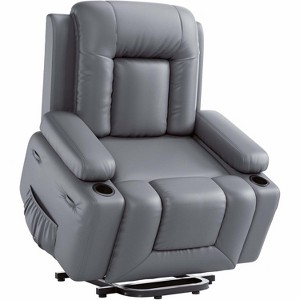 Electric Lift Recliner Chair with Heated Massage - PU Leather Power Recliner Adjustable Back & Leg, Mobility Support - 1 of 4